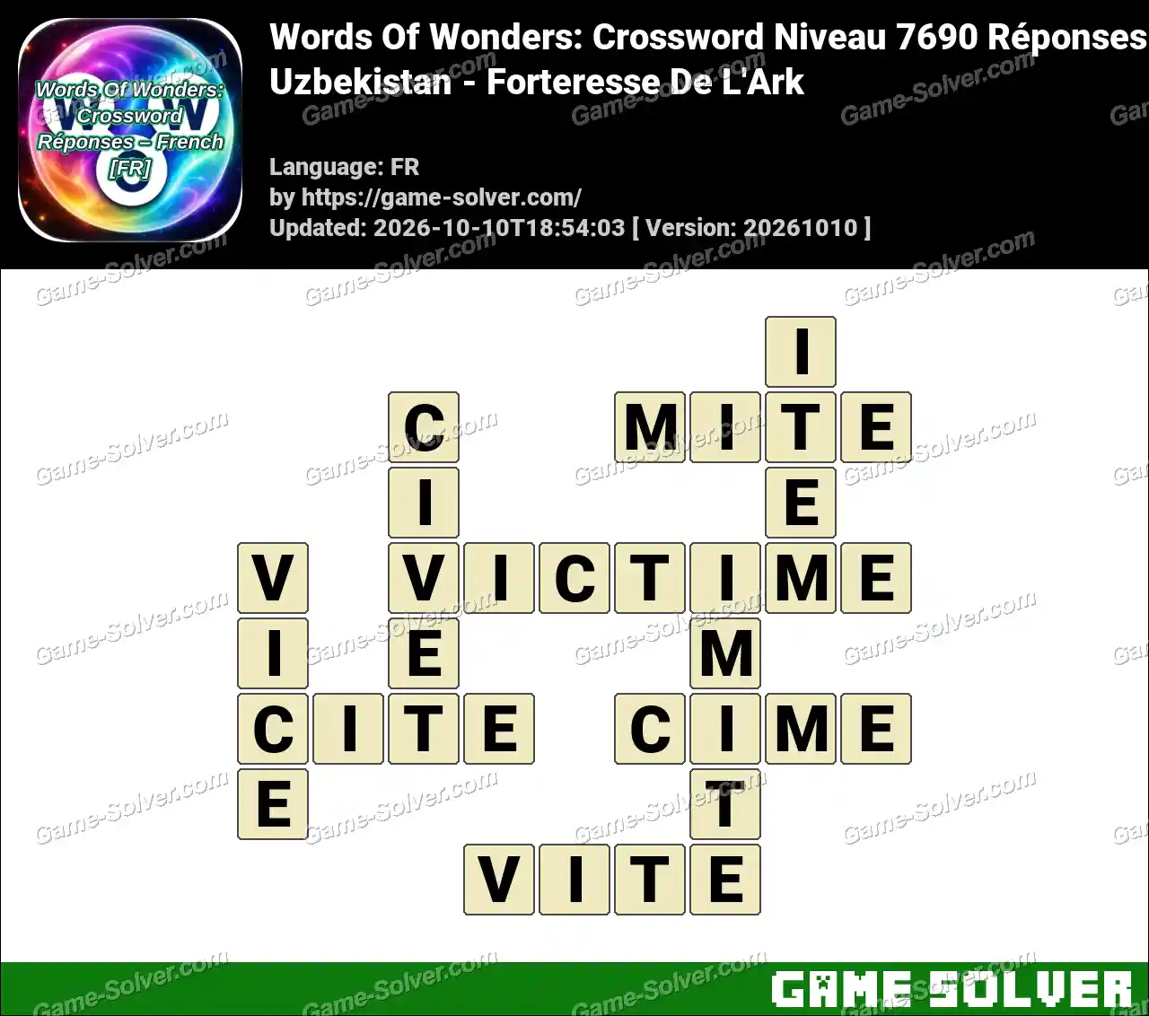 Words Of Wonders: Crossword Niveau 7690 Réponses – Uzbekistan – Forteresse De L’Ark